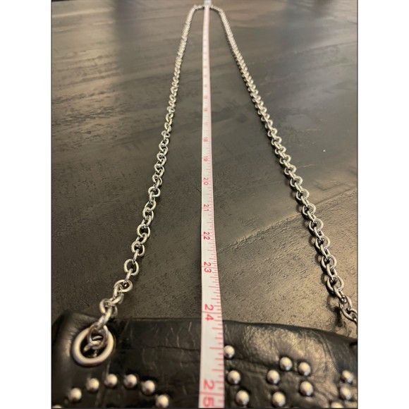 NEW -Youmi K. Black Croc Embossed Studded Crossbody Flat Pouch Faux Leather Bag - Picture 13 of 16